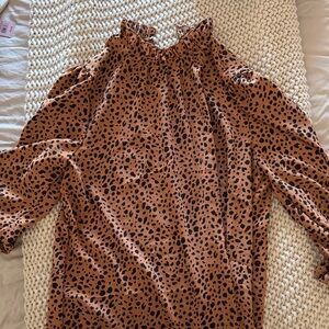 Amazon Brown and Black Patterned Women's Blouse